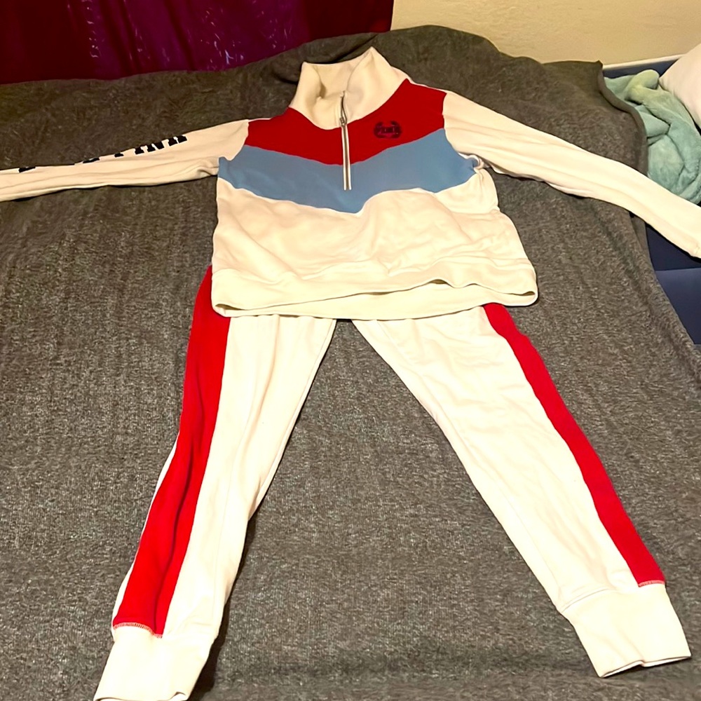 Red,white and blue xs jacket and sweat set from pink